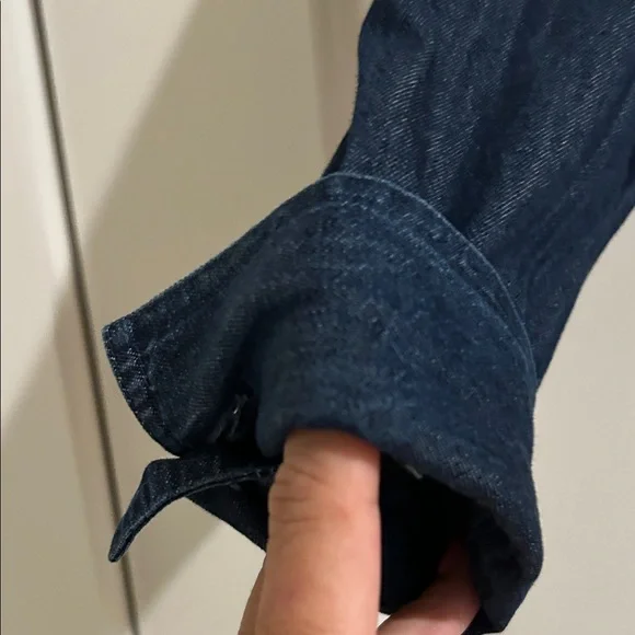 LOFT Navy Denim Button-Up - Picture 3 of 6
